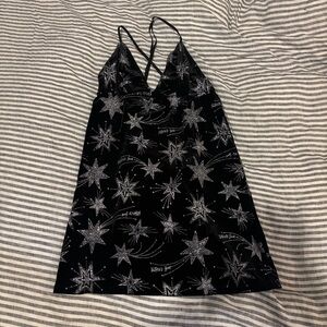 Victoria’s Secret VS black velvet mini dress with silver glitter sparkle stars
